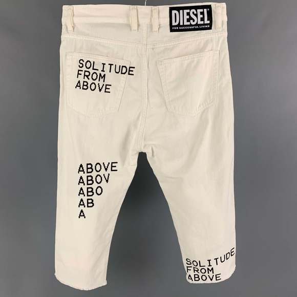 DIESEL White Black Cotton Cropped High Waisted Jeans - Picture 2 of 6